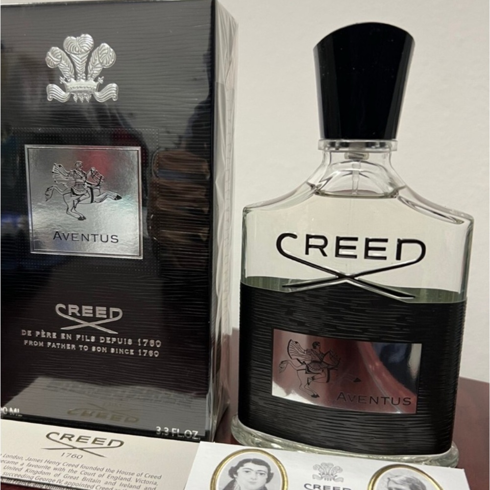Creed Aventus Fragrance with Black and Silver Accents